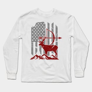 'Bow Hunting Deer Flag' Awesome Hunting Gift Long Sleeve T-Shirt